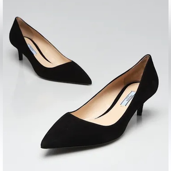 Prada suede pointed toe kitten heel pumps - Picture 1 of 7